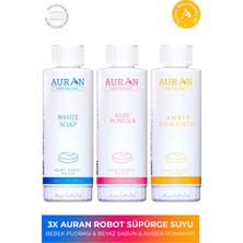 3’lü Akıllı Robot Suyu, Robot Süpürge Deterjanı Beyaz Sabun, Bebek Pudrası Amber Romantik 3x 250ML