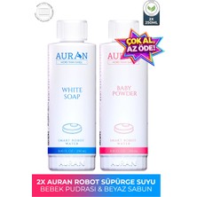 Auran Beyaz Sabun ve Bebek Pudrası Akıllı Robot Suyu, Robot Süpürge Deterjanı, Yüzey Temizleyici Set 250ML
