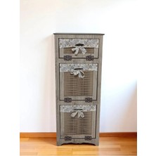 Woodluck Ahşap Hasır Görünümlü Patates Soğan Sarımsak Kiler Dolabı (Rustik Meşe)
