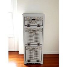 Woodluck Ahşap Hasır Görünümlü Patates Soğan Sarımsak Kiler Dolabı (Beyaz)