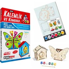 Kumtoys Ahşap Kalemlik ve Kumbara Boyama Seti 4 Yaş+