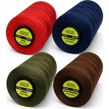Aura Online Dikiş Ipliği - Polyester 120 Numara Gürpoly - 4 Adet Kırmızı - Haki - Lacivert - Kahverengi