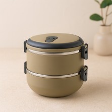 Enco Store 2'li 1.2 Litre Kahverengi Sefer Tası Saklama Kabı