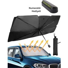 Empressco Tüm Araçlar Için Araba Ön Cam Katlanabilir Oto Şemsiye Güneşlik (Numaratör Hediyeli)