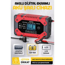 Enshall 12V-6A Araba, Kamyon, Tır, Gemi Motosiklet LIFEP04 Özellikli Akıllı Hızlı Akü Şarj Cihazı