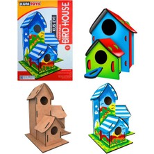 Kumtoys Ahşap Boyama Seti Kuş Evi 3 Lü 4 Yaş+