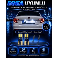 Duolight Fiat Egea Uyumlu T10 LED Plaka Ampul Seti 2 Adet Arıza Kesicili Canbus Beyaz Ultra Parlak
