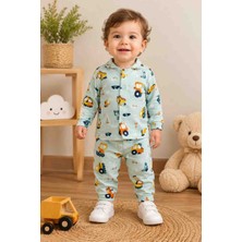 Uçurtma Baby Kids Babycan Araba Iş Makinesi Detaylı Mevsimlik Erkek Bebek Pijama Takımı