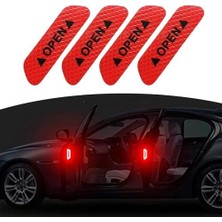 TeknoKapsül Araba Kapı Açık Uyarı Reflektörü Etiket Sticker 4'lü 9.5x2.5cm Kırmızı