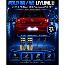 Duolight Volkswagen Polo 6r / 6c Uyumlu T10 LED Plaka Ampul Seti 2 Adet Arıza Kesicili Canbus Parlak Beyaz