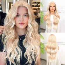 TeknoKapsül Açık Rus Kumralı Beyaz Platin Ombre Fiber Sentetik Tül Peruk