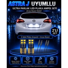 Duolight Opel Astra J Uyumlu T10 LED Plaka Ampul Seti 2 Adet Arıza Kesicili Canbus Ultra Parlak Beyaz