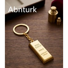Abnturk Külçe Altın Şeklinde 5cm Yüksek Kaliteli Metal Anahtarlık Şık Tasarımlı Hediyelik