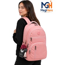 MegiHero 1710 Pudra  Suya Dayanıklı Kumaş Okul Çantası Unisex Okul Sırt Çantası