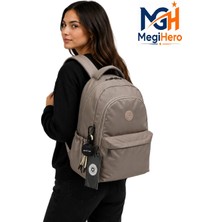 MegiHero 2200 Suya Dayanıklı Kumaş Okul Çantası Unisex Okul Sırt Çantası Kahverengi