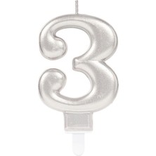 3 Rakam Mum Gümüş Renk
