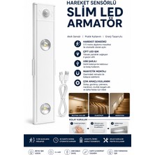 Slim LED Kabin Armatürü Hareket Sensörlü Dekoratif Gece Lambası USB Şarjlı Aydınlatma