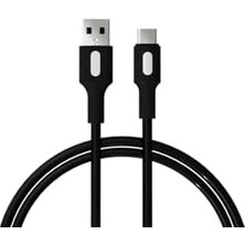 USB A-C Hızlı Şarj Kablosu, Siyah Kablo, Beyaz/siyah Uçlar (150 Cm)