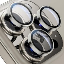 Merwish Apple iPhone 15 Pro Max ve iPhone 15 Pro Için Kamera Lens Koruyucu Ultra Ince Yüksek Kaliteli Cam 3 Adet (Naturel Titanyum)