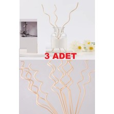 3 Adet Dalgalı Model Aromaterapi Dağıtıcı Rattan Sopa Ev Dekor Şişe  Koku Yağı Ahşap Difüzör Çubuk
