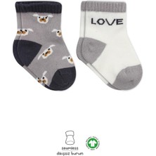 2'li Love Dog Penye Soket Çorap 10118 Gri