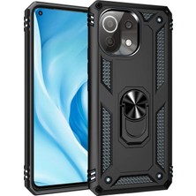 Magicool Xiaomi Mi 11 Lite Kılıf Sofya Yüzüklü Silikon Kapak - Siyah