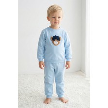 Elbebek Baby Unisex Çocuk %100 Pamuk Şapkalı Ayıcık Nakışlı Alt Üst Eşofman Takımı
