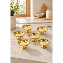 Aksesuar Evreni Modzella Gold 6'lı Set Şekerlik Lokumluk Çerezlik Kahve Yanı Gold Çerçeve Sunumluk Dekoratif Kase