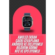 Ototechparca 49MM Akıllı Saat Amoled Ekranlı Kadın Erkek Kol Saati Plastik Kordon