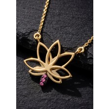 İryum Yakut Lotus Çiçeği Kolye