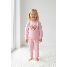 Elbebek Baby Unisex Çocuk %100 Pamuk Şapkalı Ayıcık Nakışlı Alt Üst Eşofman Takımı