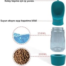 Ototechparca Taşınabilir Mama Hazneli Evcil Hayvan Suluğu Seyahat Kabı Kilitlenebilen Su Sızdırmaz 380ML