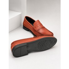 Yalçın Erkek Taba Loafer Ayakkabı – Bağcıksız Tokalı Dikişli Klasik Mokasen Günlük Ayakkabı