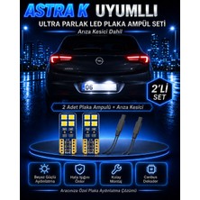 Duolight Opel Astra K Uyumlu T10 LED Plaka Ampul Seti 2 Adet Arıza Kesicili Canbus Ultra Parlak Beyaz