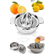 Empressco Paslanmaz Çelik Limon Sıkacağı Hazneli Süzgeçli Narenciye Portakal Sıkacağı