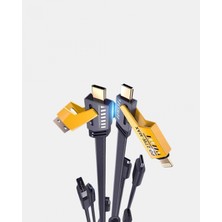 Hace Bazaar 65W Çoklu Şarj Kablosu 4’ü 1 Arada Örgülü Hızlı Veri Aktarım Usb-C Usb-A