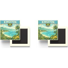 İberk Buzdolap Magnetleri - Jamaika Jamaica Kingston Retro Tema - 2 Adet