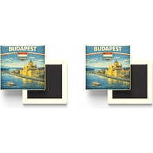 İberk Buzdolap Magnetleri - Macaristan Hungary Budapeşte Retro Tema - 2 Adet