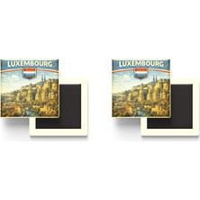 İberk Buzdolap Magnetleri - Lüksemburg Luxembourg Lüksemburg Retro Tema - 2 Adet