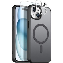 Nihcase iPhone 15 Kılıf Babet Translucent 3in1 Msafe Şarj Özellikli Kapak + Ekran Koruyucu