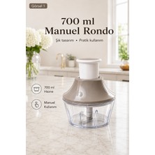 Empressco 700 ml Basmalı El Rondosu 3 Bıçaklı Manuel Sebze Soğan Sarımsak Doğrayıcı