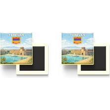 İberk Buzdolap Magnetleri - Ermenistan Armenia Erivan Retro Tema - 2 Adet