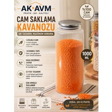 Ak Avm Metal Kapaklı Cam Saklama Kavanozu 1000 ml Vakumlu Erzak Bakliyat Kahve Kuruyemiş Kavanozu
