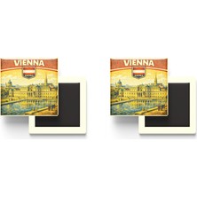İberk Buzdolap Magnetleri - Avusturya Austria Viyana Retro Tema - 2 Adet