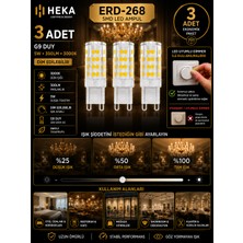 Avarson (3 Adet) Heka 5W Günışığı (3000K) G9 Duylu dim Edilebilir LED Kapsül Ampul