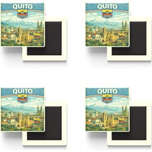 İberk Buzdolap Magnetleri - Ekvador Ecuador Quito Retro Tema - 4 Adet