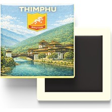 İberk Buzdolap Magnetleri - Bhutan Thimphu Retro Tema - 2 Adet