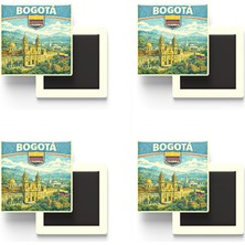 İberk Buzdolap Magnetleri - Kolombiya Colombia Bogotá Retro Tema - 4 Adet