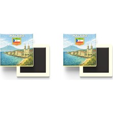 İberk Buzdolap Magnetleri - Ekvator Ginesi Equatorial Guinea Malabo Retro Tema - 2 Adet