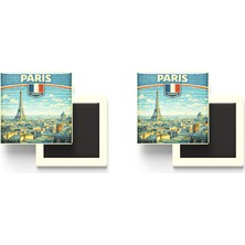 İberk Buzdolap Magnetleri - Fransa France Paris Retro Tema - 2 Adet